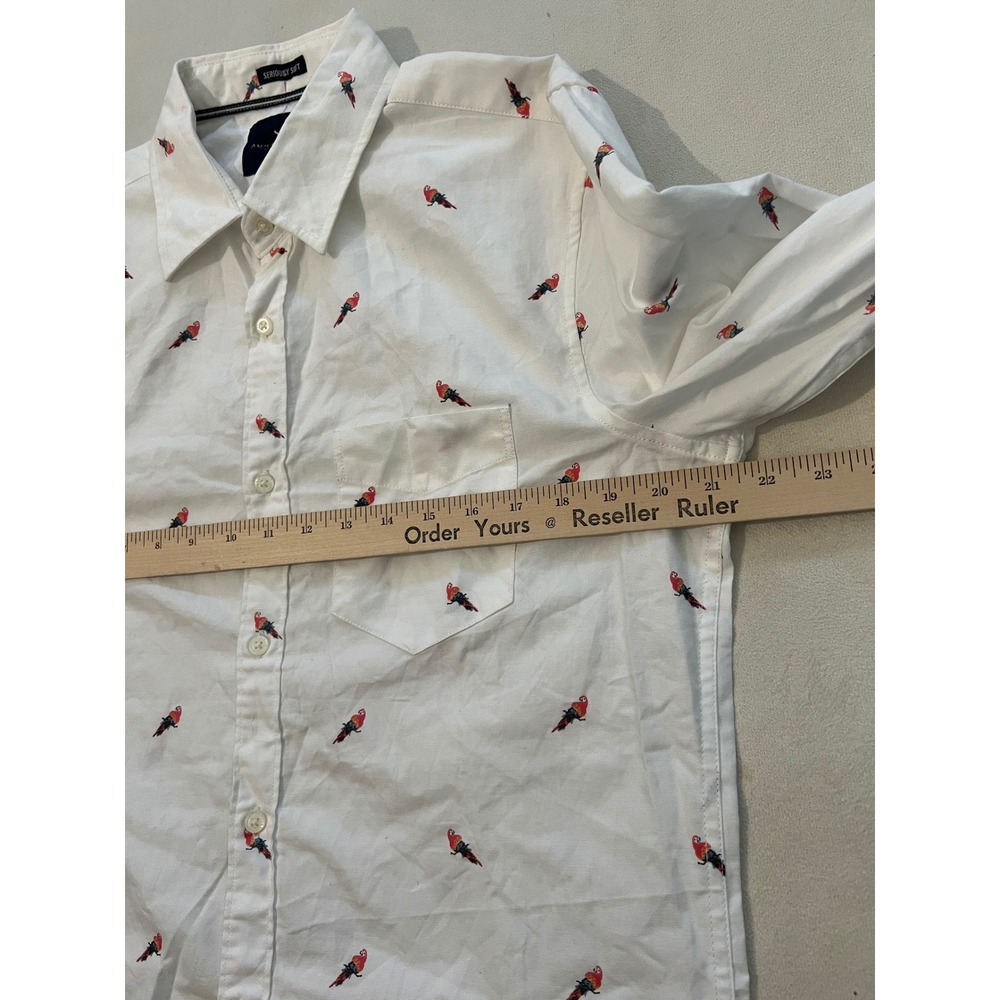 American Eagle Outfitters Mens Bird Print Button Down Shirt White Size M - Picture 6 of 14